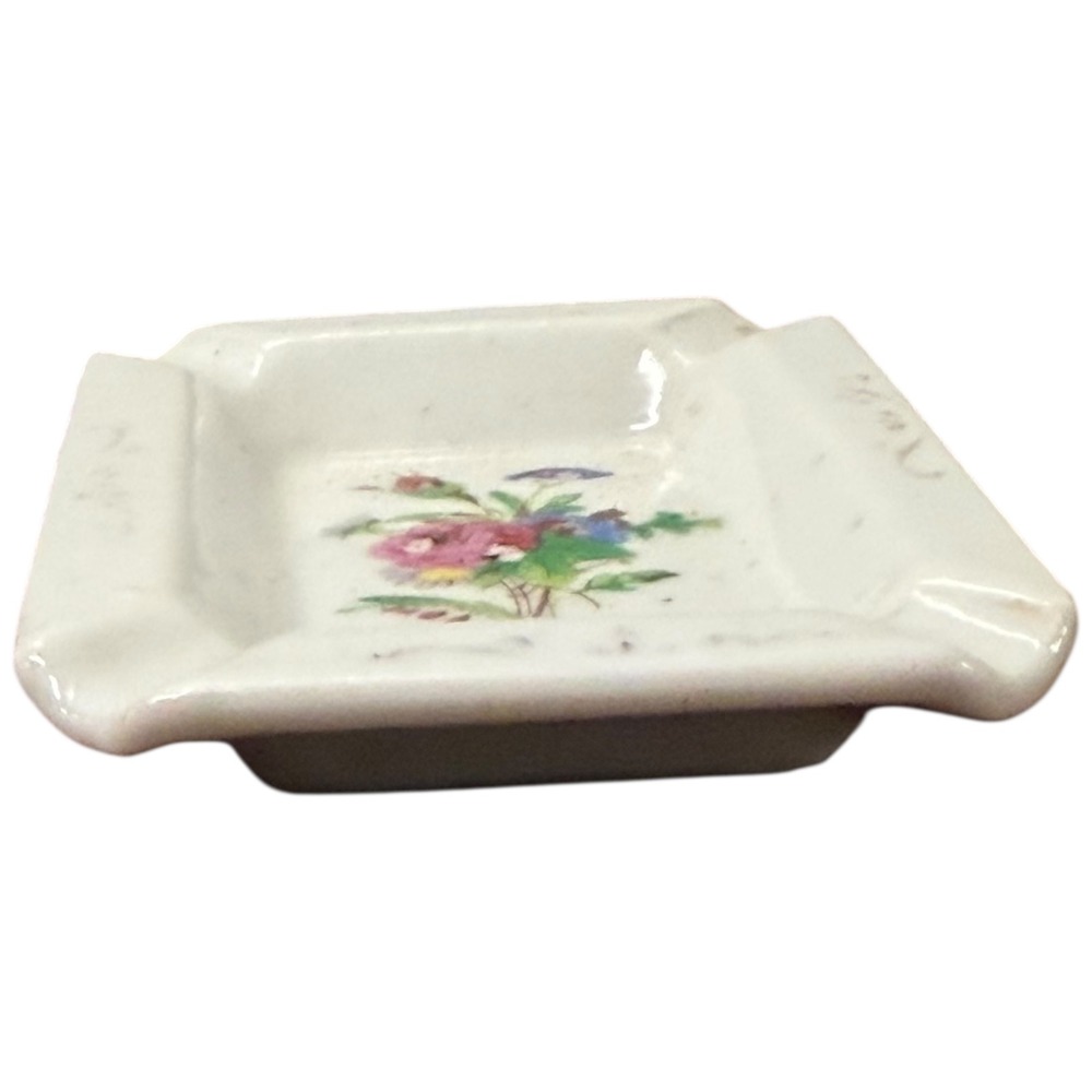 Floral Porcelain Vanity Tray in White with Pink and Green Accents - Picture 5 of 5